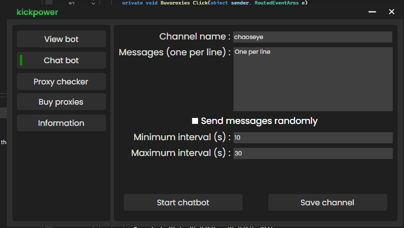 Kickpower Software Interface